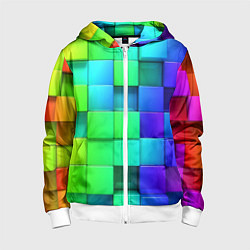 Толстовка на молнии детская Color geometrics pattern Vanguard, цвет: 3D-белый