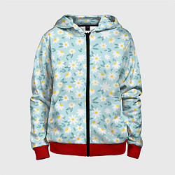 Толстовка на молнии детская Весенние ромашки, цвет: 3D-красный