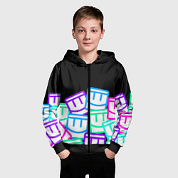 Толстовка на молнии детская Разноцветные лого REC ROOM, цвет: 3D-черный — фото 2