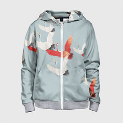 Толстовка на молнии детская Стая журавлей, цвет: 3D-меланж