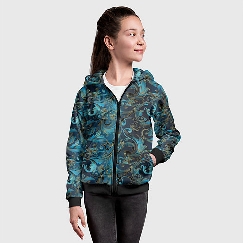 Детская толстовка на молнии Blue Abstract Узоры / 3D-Черный – фото 4