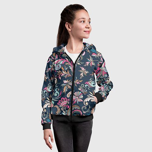 Детская толстовка на молнии Холодная хохлома / 3D-Черный – фото 4