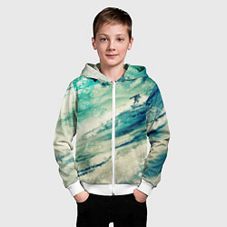 Толстовка на молнии детская Лазурная волна, цвет: 3D-белый — фото 2