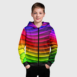 Толстовка на молнии детская Color line neon pattern Abstraction Summer 2023, цвет: 3D-черный — фото 2