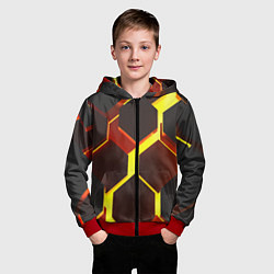 Толстовка на молнии детская Лавовые Соты 3D, цвет: 3D-красный — фото 2