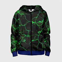 Толстовка на молнии детская Абстракция - Черно-зеленый фон - дым, цвет: 3D-синий