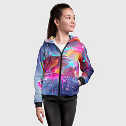Толстовка на молнии детская Neon splashes, цвет: 3D-черный — фото 2