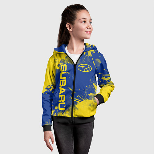 Детская толстовка на молнии SUBARU - СУБАРУ БРЫЗКИ КЛАССИЧЕСКИЕ / 3D-Черный – фото 4