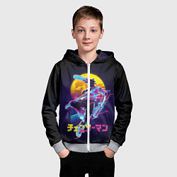 Толстовка на молнии детская CHAINSAW MAN on the background of the moon, цвет: 3D-меланж — фото 2