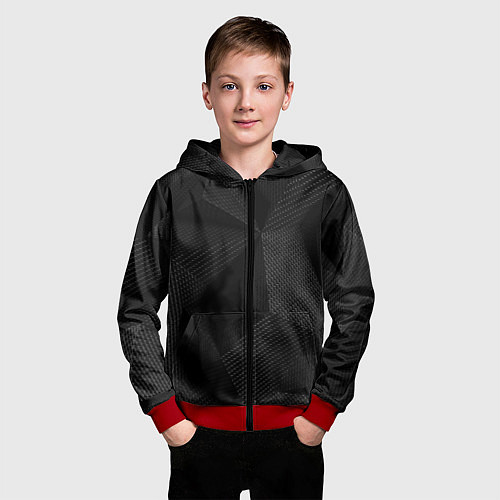 Детская толстовка на молнии КАРБОН ПОЛИГОНЫ / 3D-Красный – фото 3