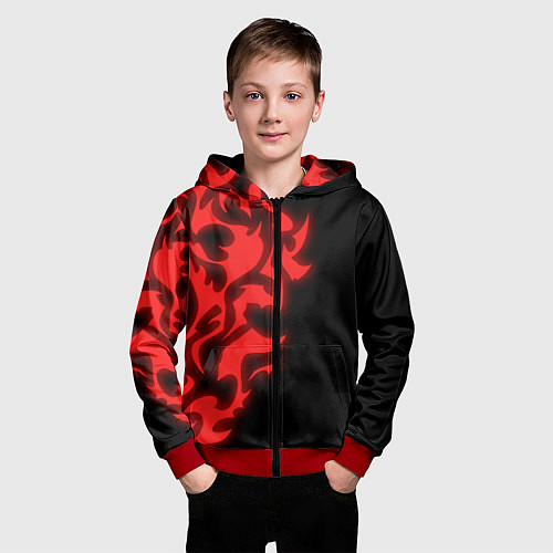 Детская толстовка на молнии КРАСНЫЙ ЩИТ ПРОКЛЯТЫЙ / 3D-Красный – фото 3