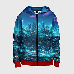 Толстовка на молнии детская Вечер в Лос-Анжелесе, цвет: 3D-красный