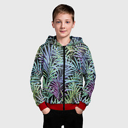 Толстовка на молнии детская Разноцветные Листья Пальм В Ночных Джунглях, цвет: 3D-красный — фото 2