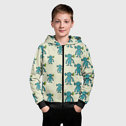 Толстовка на молнии детская Милые зеленые человечки, цвет: 3D-черный — фото 2