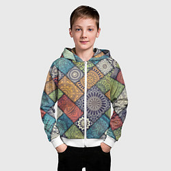Толстовка на молнии детская Мандала орнамент, цвет: 3D-белый — фото 2