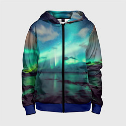 Толстовка на молнии детская Aurora borealis, цвет: 3D-синий