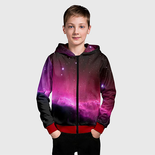 Детская толстовка на молнии Night Nebula / 3D-Красный – фото 3