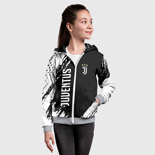 Детская толстовка на молнии Fc juventus фс ювентус / 3D-Меланж – фото 4