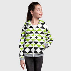 Толстовка на молнии детская Geometric shapes triangles треугольники, цвет: 3D-меланж — фото 2