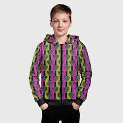 Толстовка на молнии детская Striped multicolored pattern Сердце, цвет: 3D-черный — фото 2