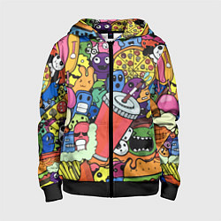 Детская толстовка на молнии Fast food pattern Pop art Fashion trend