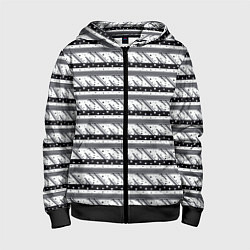 Детская толстовка на молнии Черные и белые полосы и звезды