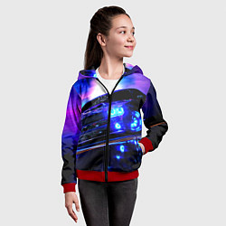 Толстовка на молнии детская Додж Челленджер, цвет: 3D-красный — фото 2