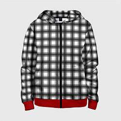 Толстовка на молнии детская Black and white trendy checkered pattern, цвет: 3D-красный