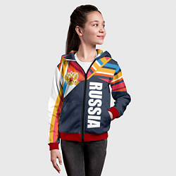 Толстовка на молнии детская RUSSIA - RETRO COLORS, цвет: 3D-красный — фото 2