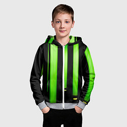Толстовка на молнии детская Абстрактные неоновые колбы с кислотой - Зелёный, цвет: 3D-меланж — фото 2