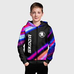 Толстовка на молнии детская Skoda Speed Lights, цвет: 3D-черный — фото 2