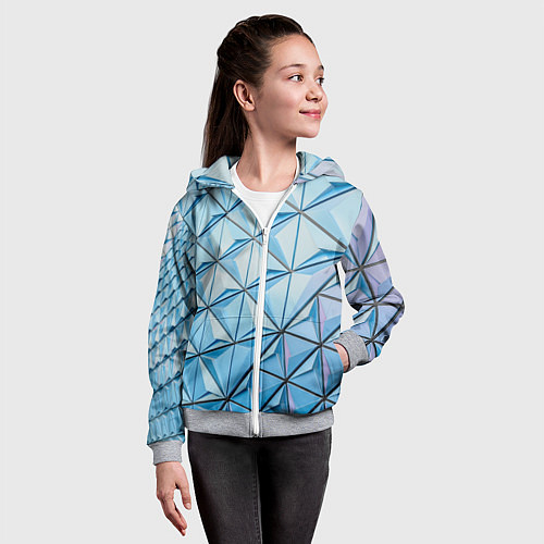Детская толстовка на молнии Абстрактная киберпанк броня - Голубой / 3D-Меланж – фото 4