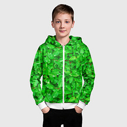 Толстовка на молнии детская Зелёные листья - текстура, цвет: 3D-белый — фото 2
