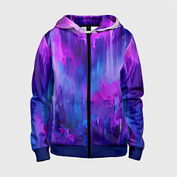 Толстовка на молнии детская Purple splashes, цвет: 3D-синий