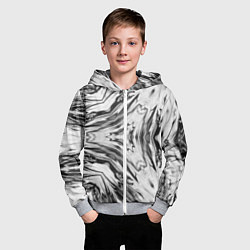 Толстовка на молнии детская Черно-белый абстрактный узор Трио, цвет: 3D-меланж — фото 2