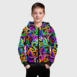 Толстовка на молнии детская Неоновый беспорядок, цвет: 3D-черный — фото 2