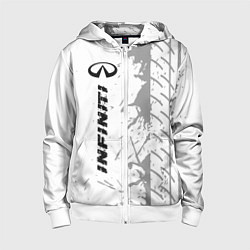 Детская толстовка на молнии Infiniti speed на светлом фоне со следами шин: по-