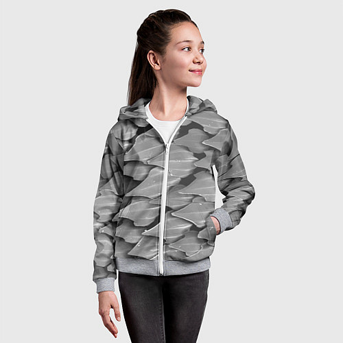 Детская толстовка на молнии Кожа акулы - броня / 3D-Меланж – фото 4