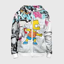 Детская толстовка на молнии Барт Симпсон на фоне стены с граффити