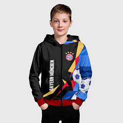 Толстовка на молнии детская Bayern munchen Sport - цветные геометрии, цвет: 3D-красный — фото 2