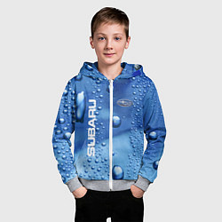 Толстовка на молнии детская Subaru - капли, цвет: 3D-меланж — фото 2