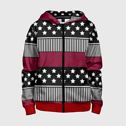 Детская толстовка на молнии Burgundy black striped pattern