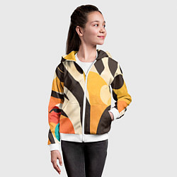 Толстовка на молнии детская Сафари узоры, цвет: 3D-белый — фото 2