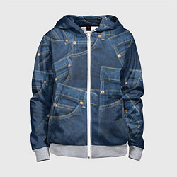 Толстовка на молнии детская Джинсовка jeans, цвет: 3D-меланж