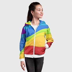 Толстовка на молнии детская Семь цветов радуги, цвет: 3D-белый — фото 2