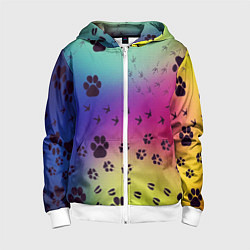 Детская толстовка на молнии Следы кошек и птиц