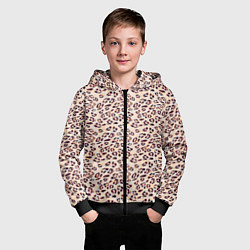 Толстовка на молнии детская Коричневый с бежевым леопардовый узор, цвет: 3D-черный — фото 2