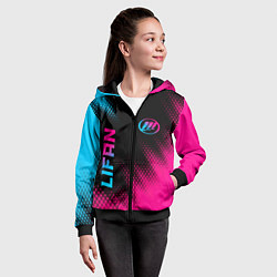 Толстовка на молнии детская Lifan - neon gradient: надпись, символ, цвет: 3D-черный — фото 2