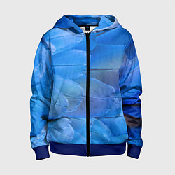 Толстовка на молнии детская Текстура с голубыми перьями, цвет: 3D-синий