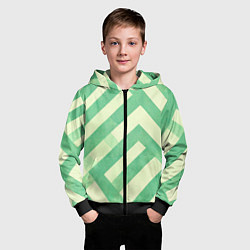 Толстовка на молнии детская Зеленые геометрические узоры, цвет: 3D-черный — фото 2